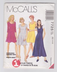 7725 MCCALLS STRETCH KNIT PULLOVER DRESS SLEEVES OR NOT 1 HOUR PATTERN 4-8